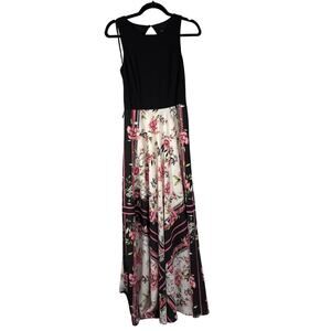 INC International Concepts Maxi Dress Black Floral Sleeveless Size 4